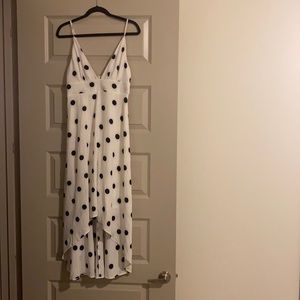 Black and white polka dot high low dress